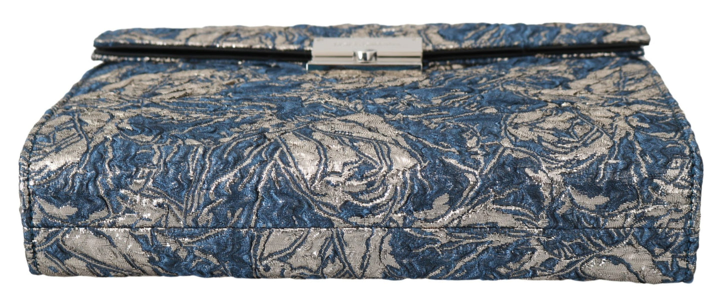 Dolce &amp; Gabbana Elegant Blue Croc-Print Briefcase Clutch