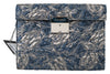 Dolce & Gabbana Elegant Blue Croc-Print Briefcase Clutch