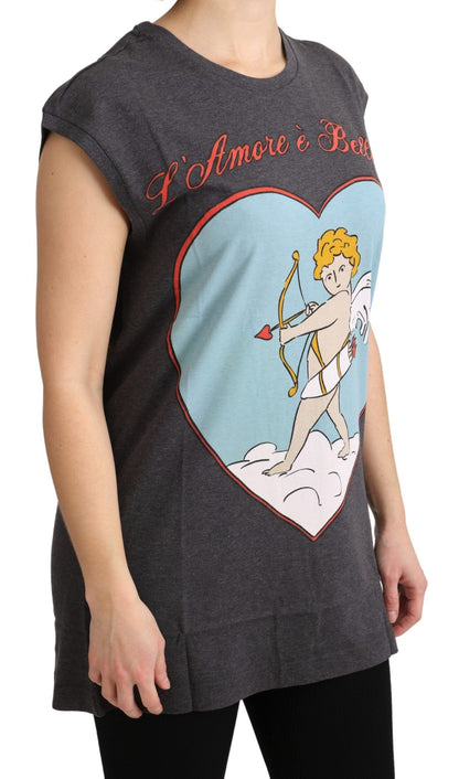 Dolce &amp; Gabbana Elegant Grå Bomuld T-shirt med Korte Ærmer