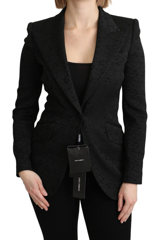 Dolce &amp; Gabbana elegant sort brokade enkeltradet blazer