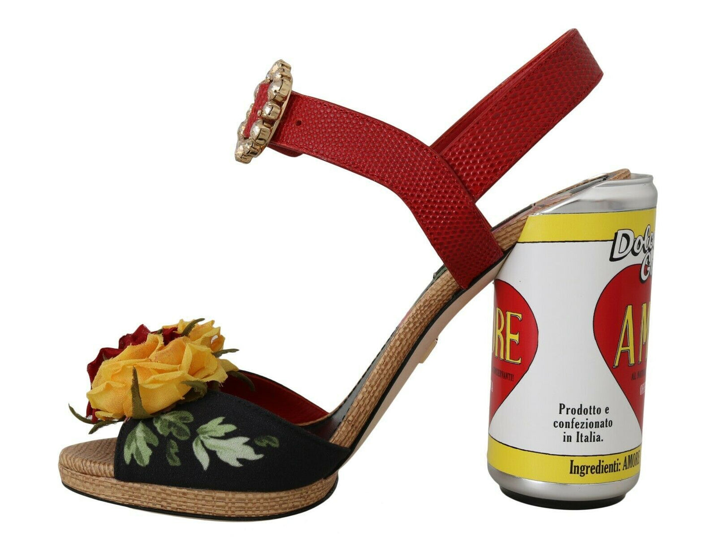 Dolce &amp; Gabbana flerfarvede blomstrede krystaludsmykkede sandaler