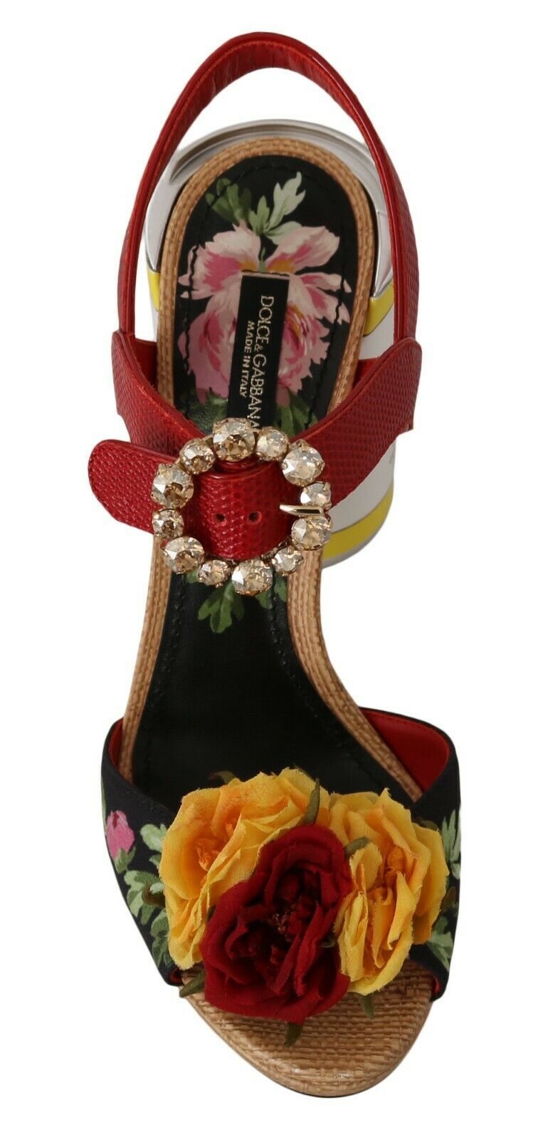 Dolce &amp; Gabbana flerfarvede blomstrede krystaludsmykkede sandaler