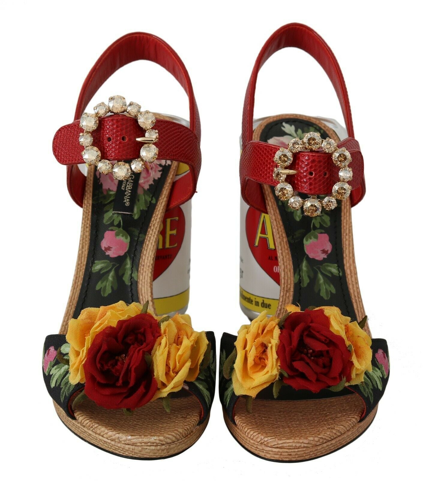 Dolce &amp; Gabbana flerfarvede blomstrede krystaludsmykkede sandaler