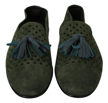 Dolce & Gabbana Elegant Green Suede Loafers for Men