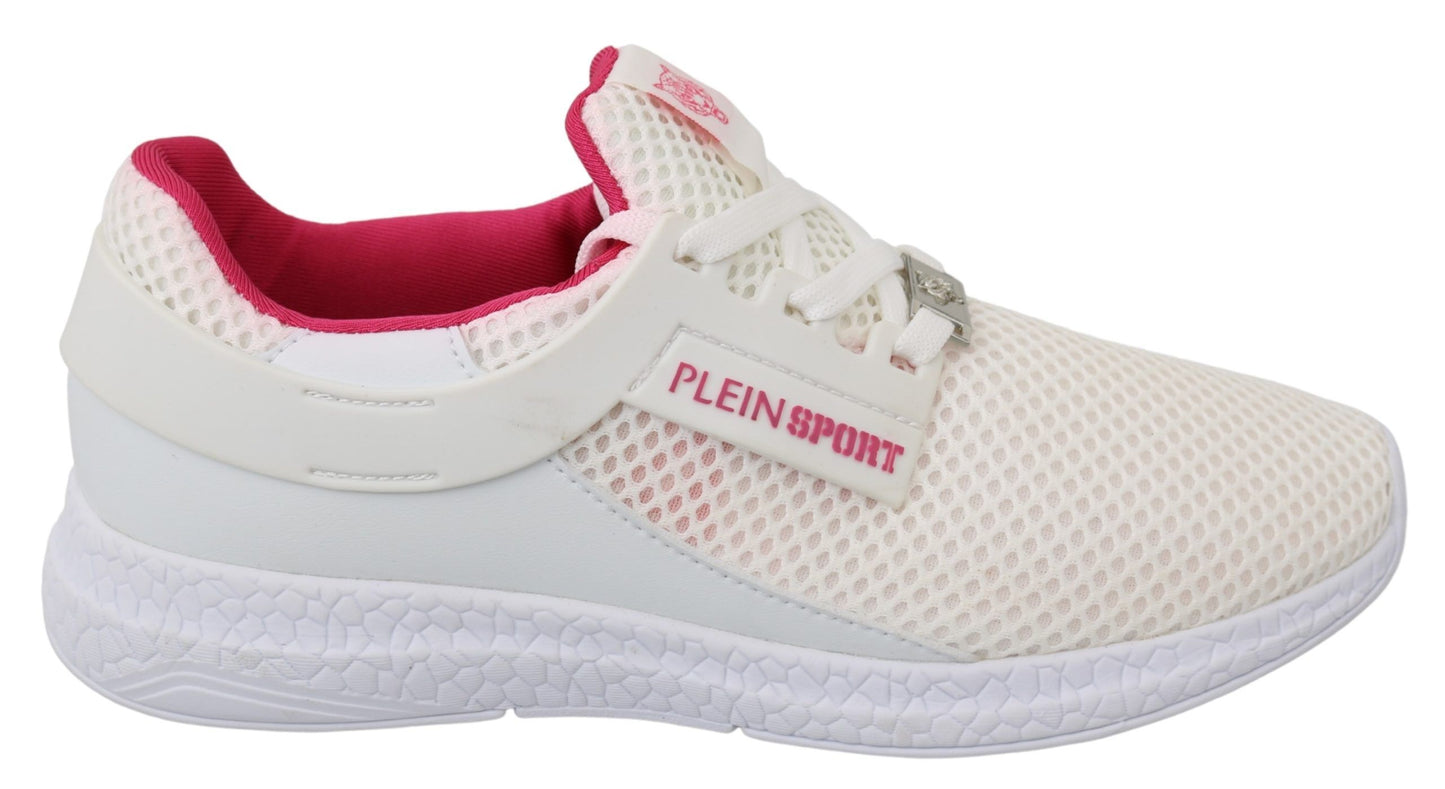 Philipp Plein Chikke hvide Becky sneakers med lyserøde accenter