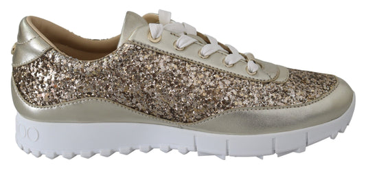 Jimmy Choo Antikke Guld Glitter Lædersneakers