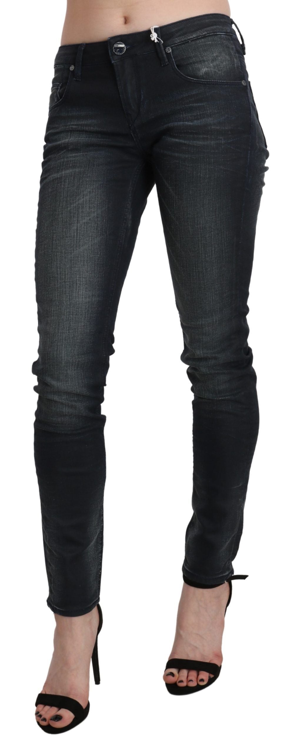 Acht Elegante skinny sorte jeans med lav talje