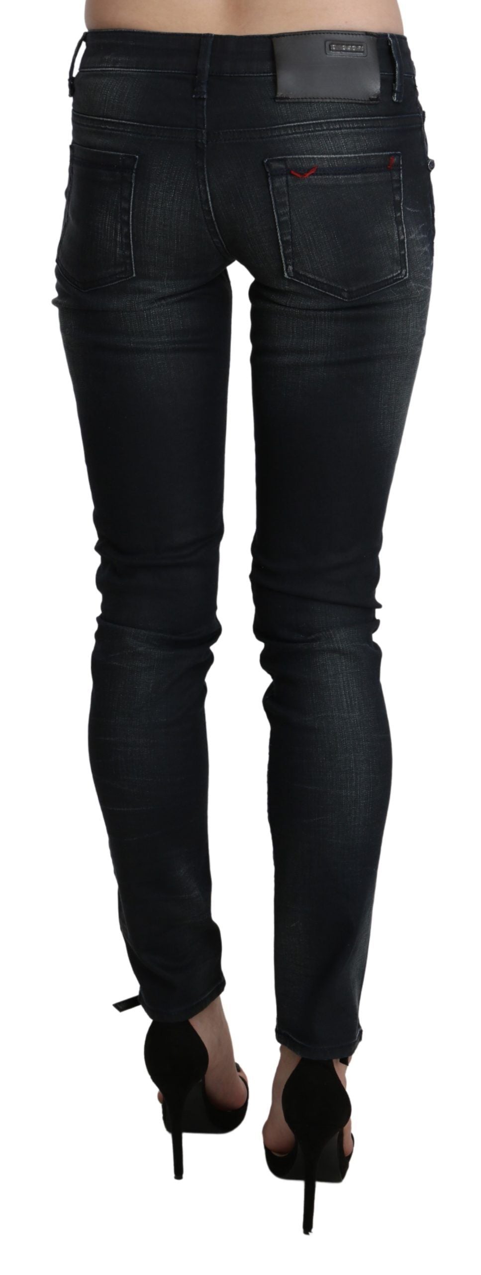 Acht Elegante skinny sorte jeans med lav talje