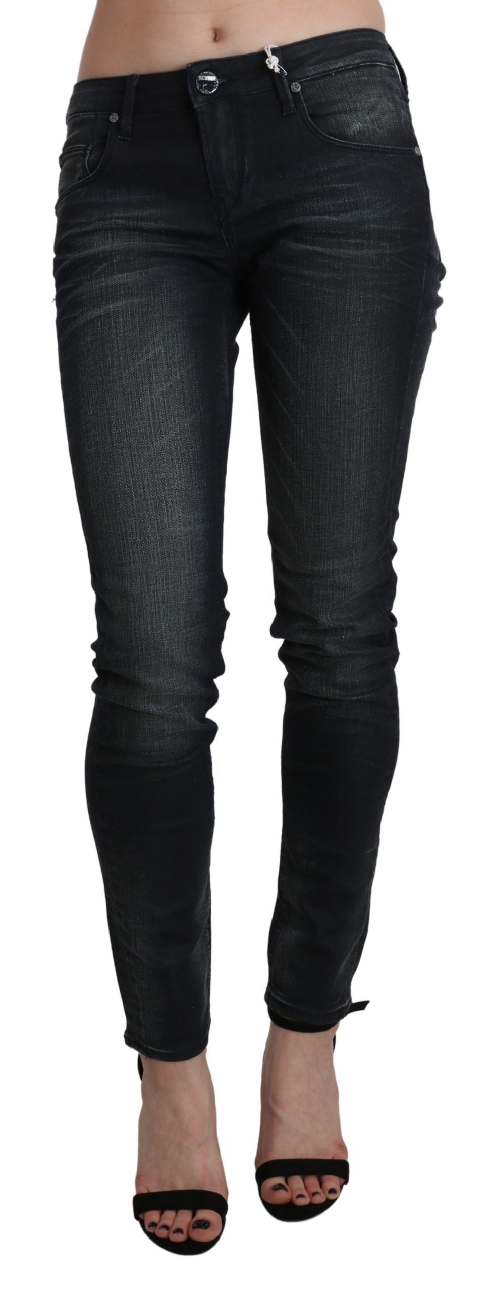 Acht Elegante skinny sorte jeans med lav talje