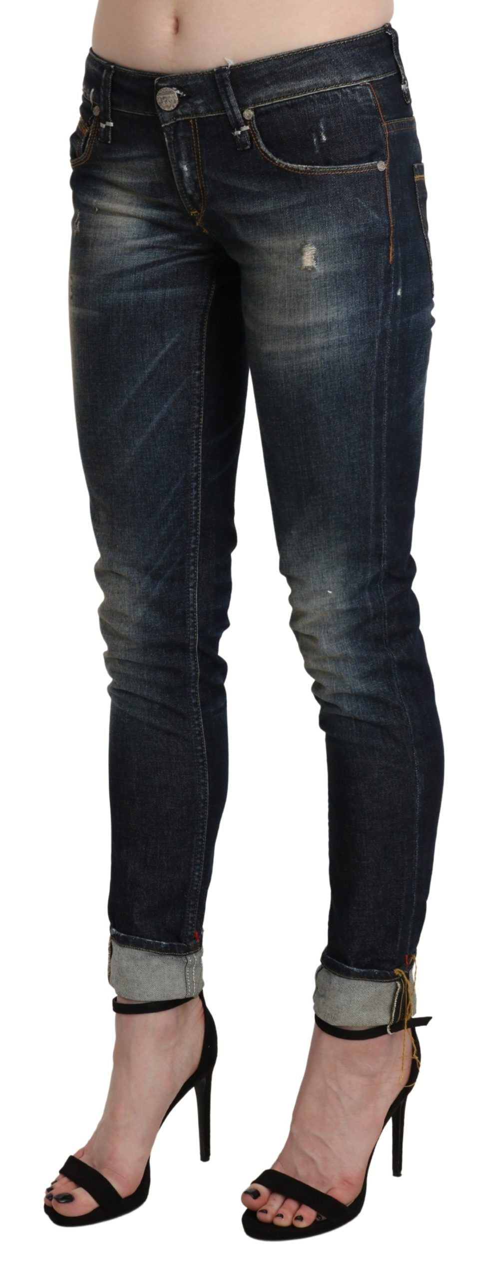 Acht Chic mørkeblå skinny cropped jeans