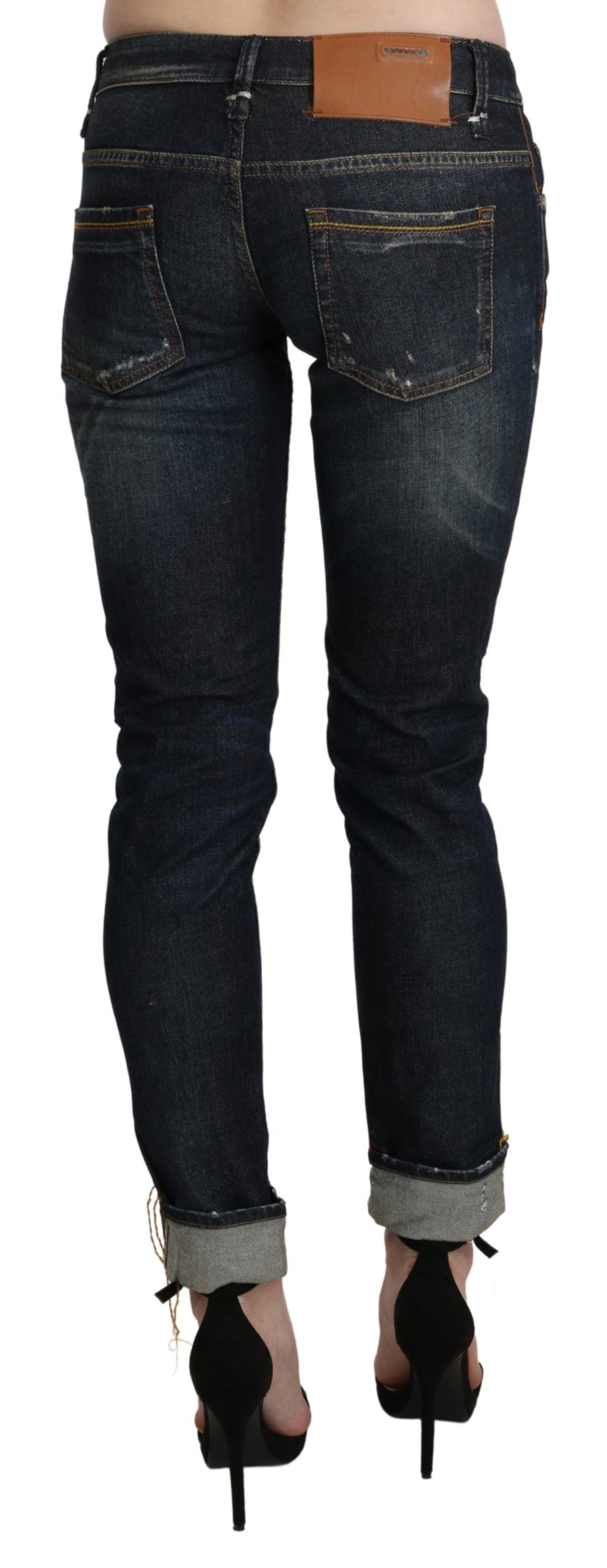 Acht Chic mørkeblå skinny cropped jeans