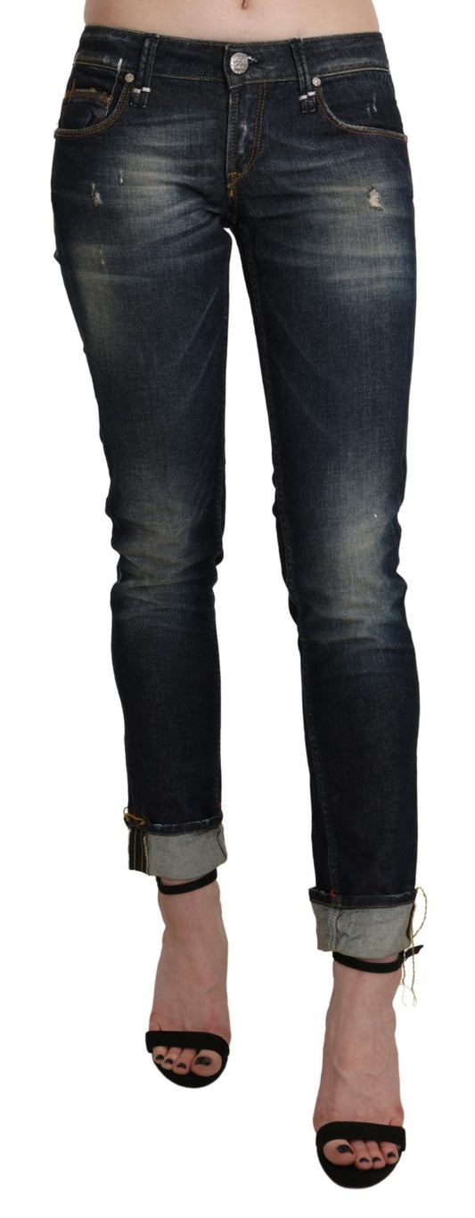 Acht Chic mørkeblå skinny cropped jeans