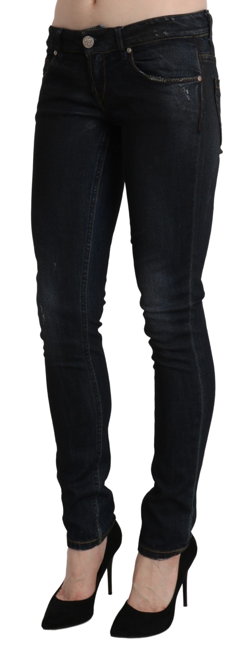 Acht slanke sorte vaskede skinny jeans