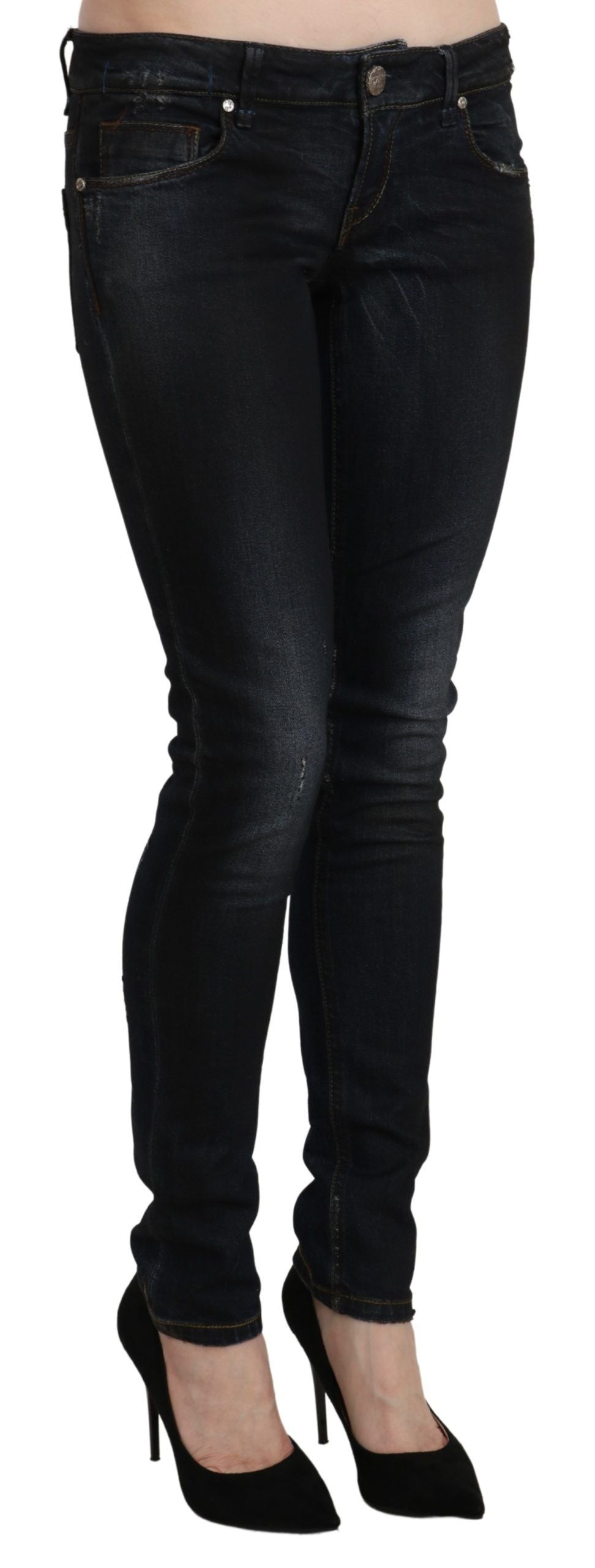 Acht slanke sorte vaskede skinny jeans