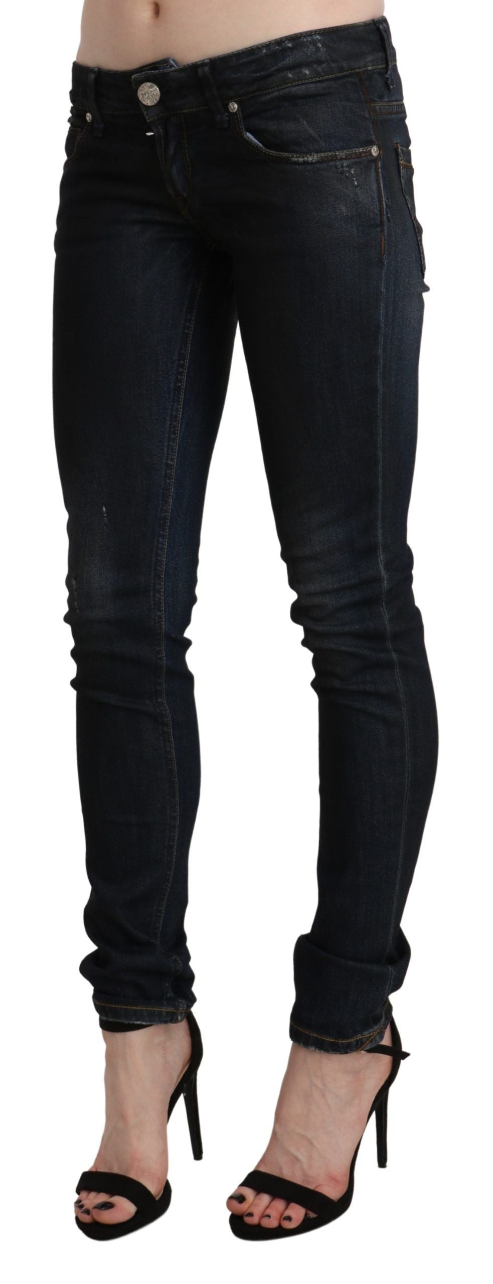 Acht Chic skinny sorte jeans med lav talje