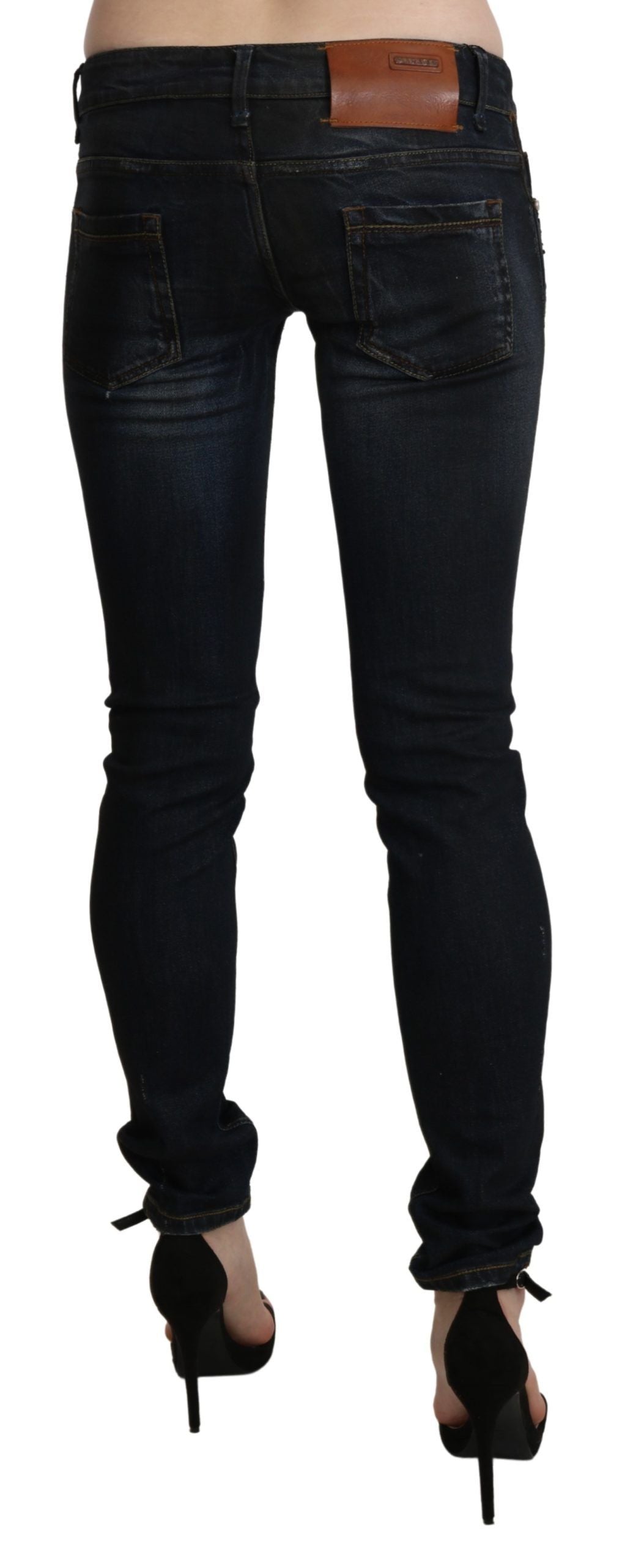 Acht Chic skinny sorte jeans med lav talje