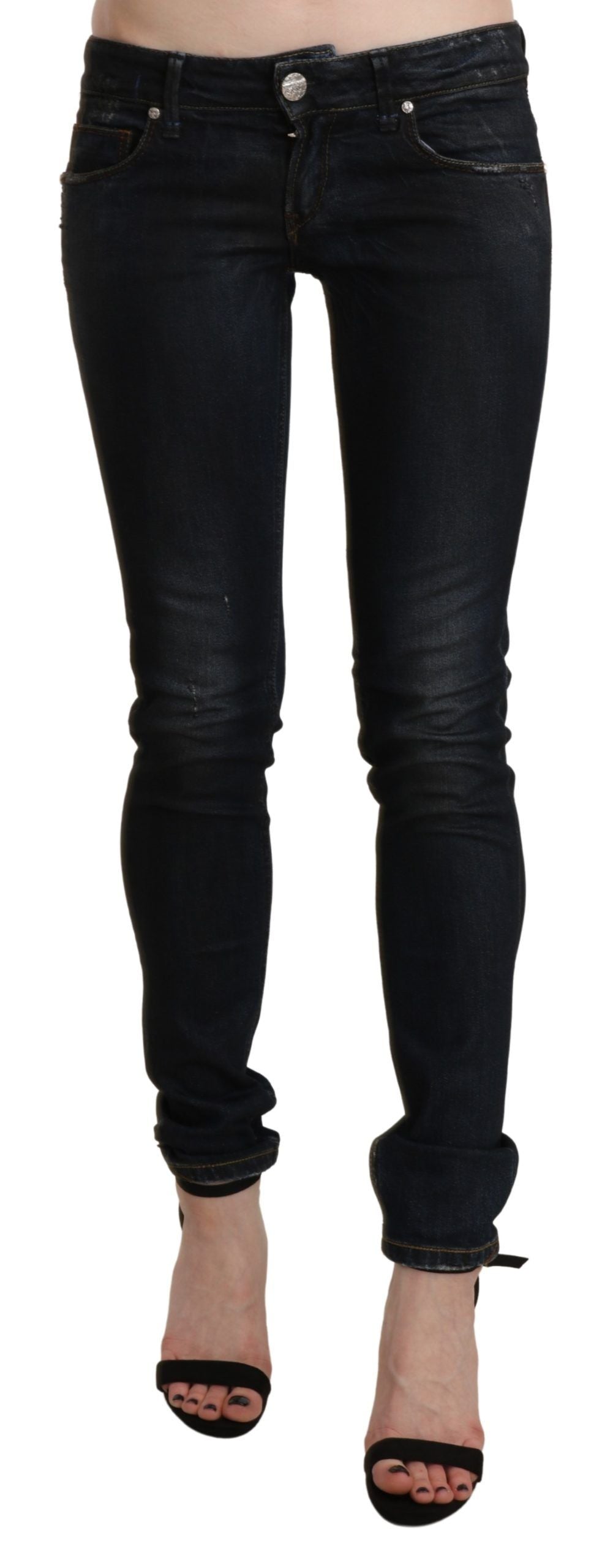 Acht Chic skinny sorte jeans med lav talje