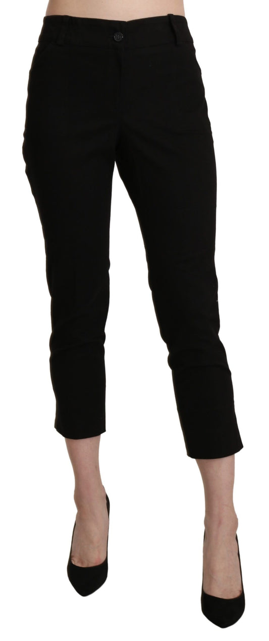BENCIVENGA Elegante Sorte Højtaljede Cropped Bukser