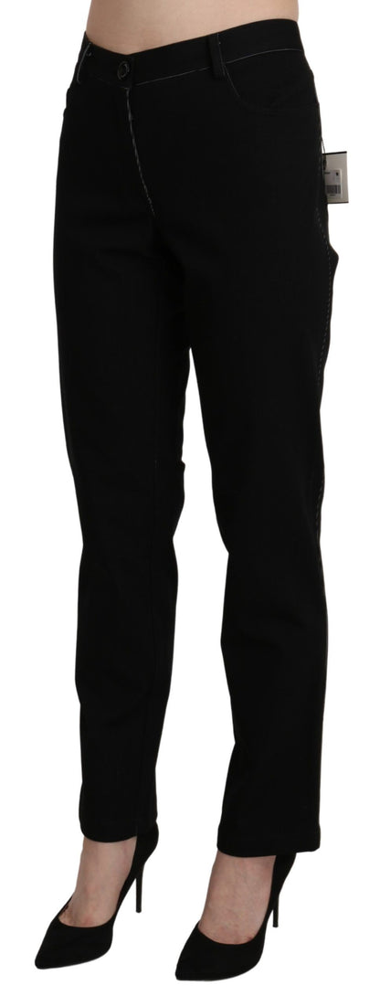 BENCIVENGA Elegant High Waist Straight Black Trousers