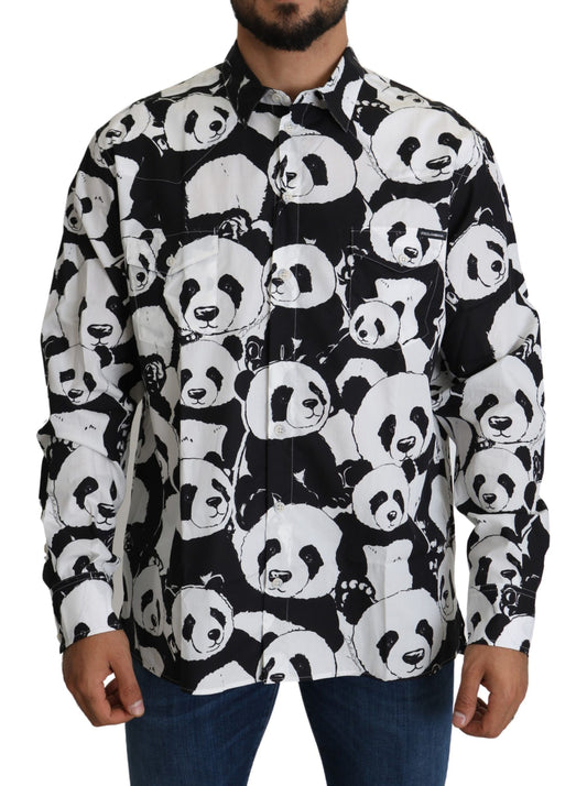 Dolce &amp; Gabbana Panda Print Pure Cotton Skjorte - Sort Hvid