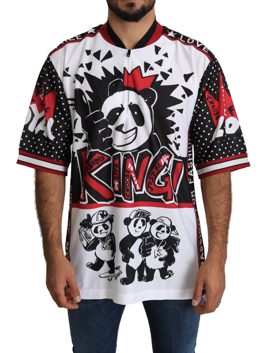 Dolce &amp; Gabbana Chic White King Panda Print Lynlåskrave Tee