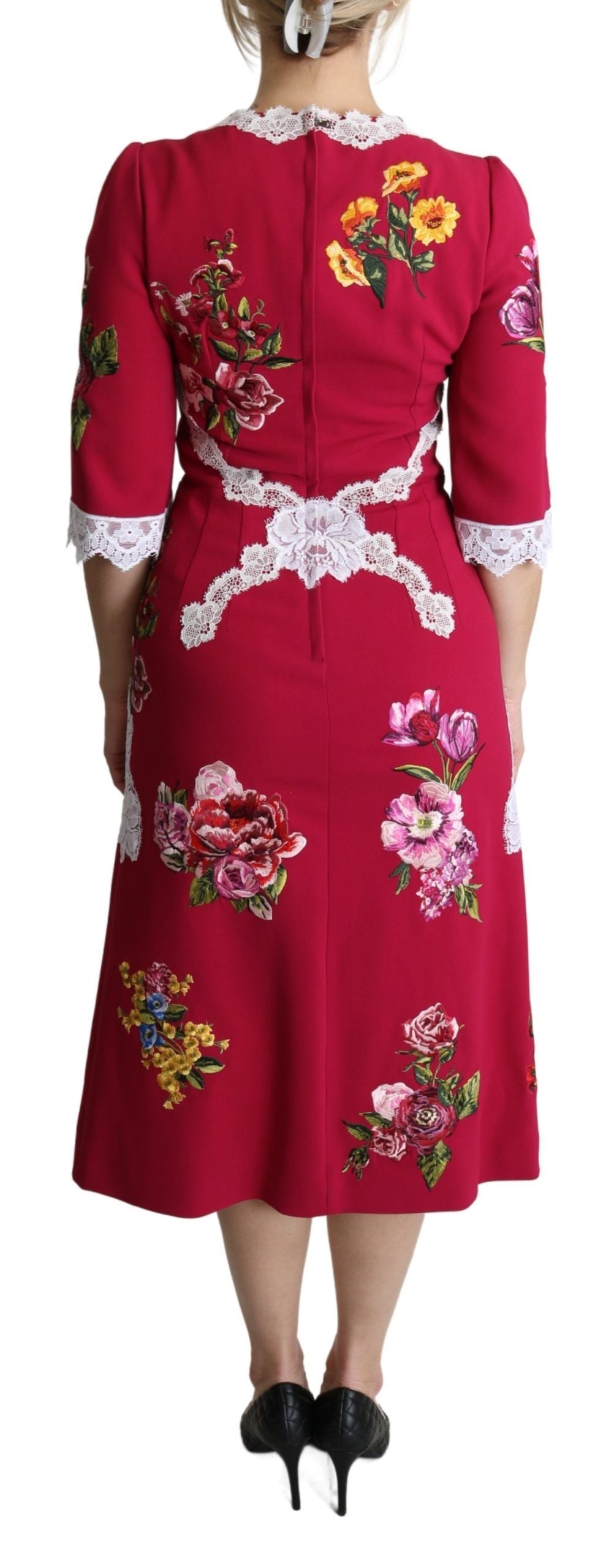 Dolce &amp; Gabbana Midi-kjole med blomsterbroderet skede