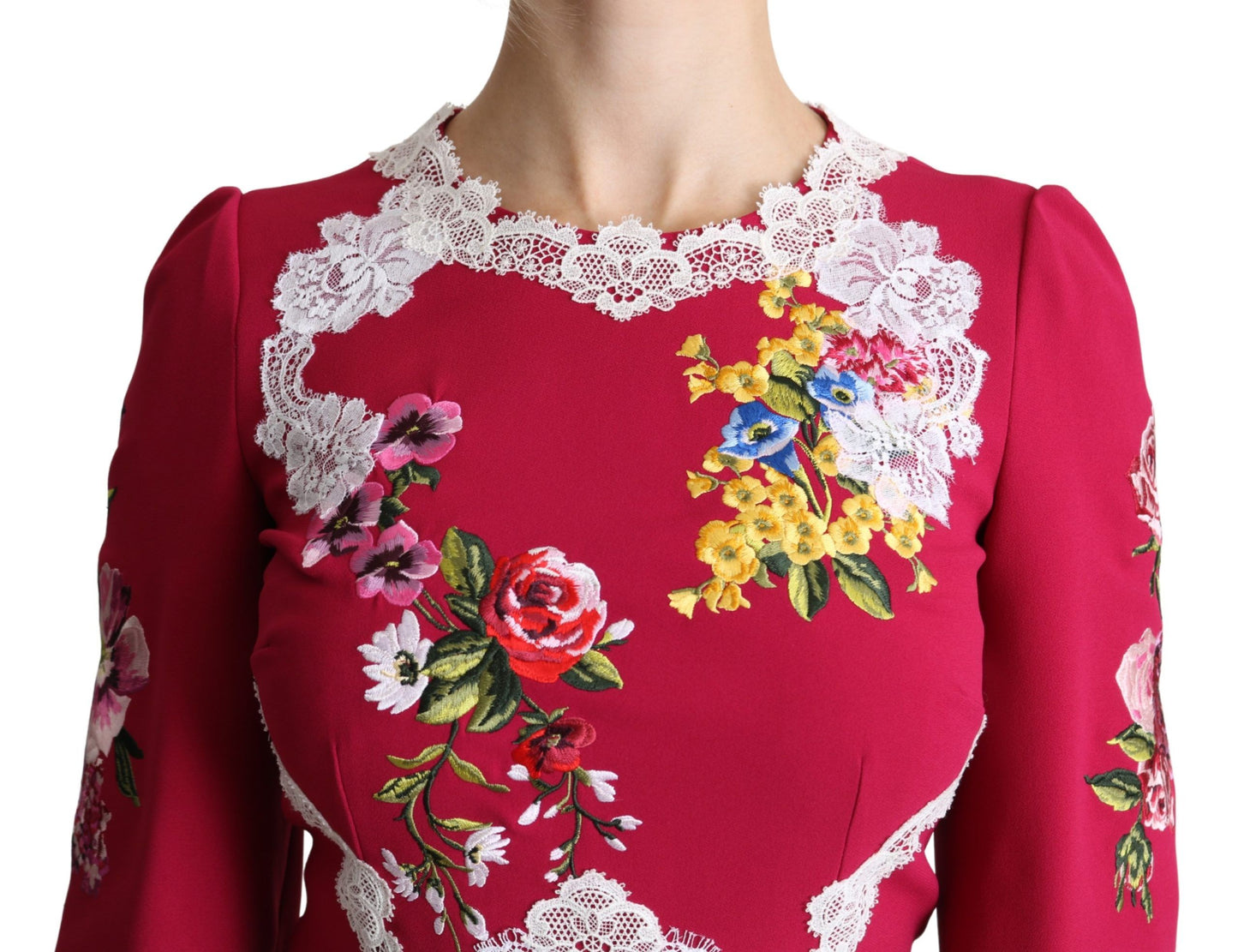 Dolce &amp; Gabbana Midi-kjole med blomsterbroderet skede