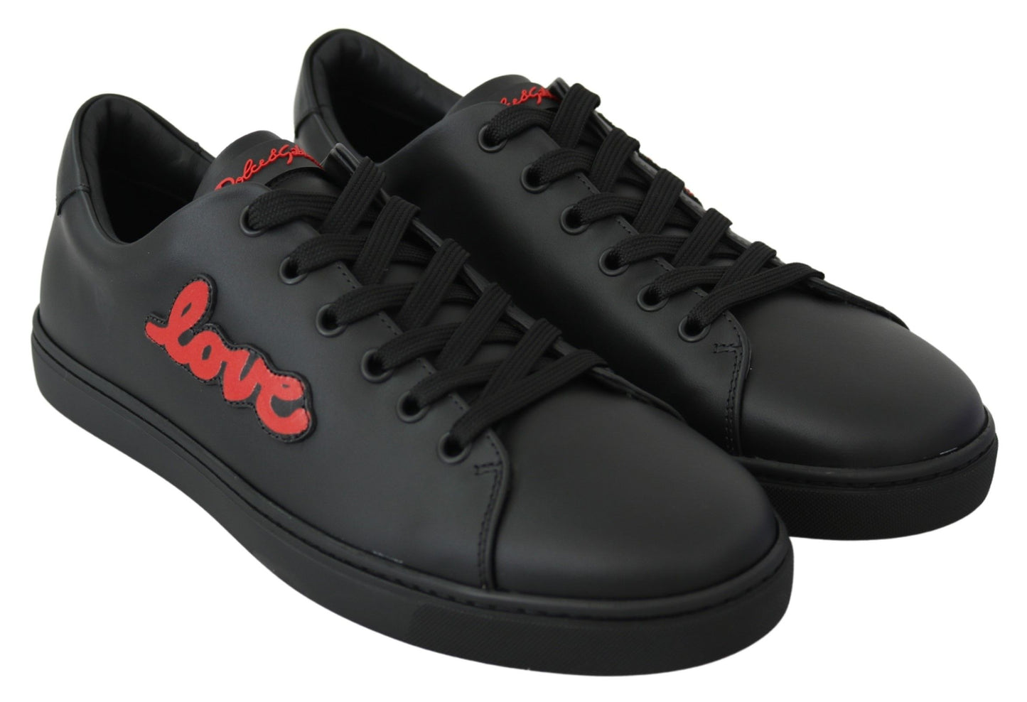 Dolce &amp; Gabbana elegante lædersneakers med røde accenter