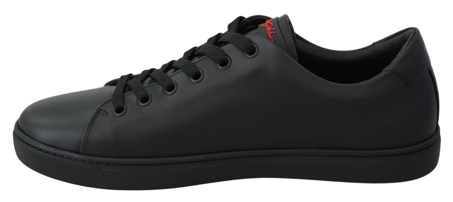 Dolce &amp; Gabbana elegante lædersneakers med røde accenter