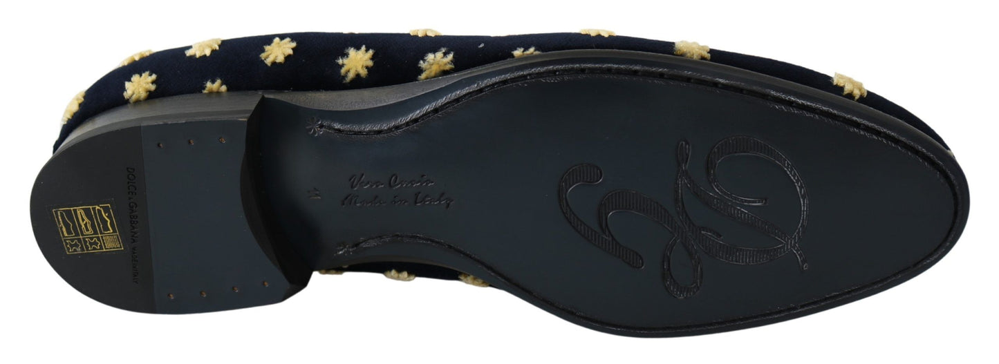 Dolce &amp; Gabbana Elegant Velvet Crown Brodery Loafers