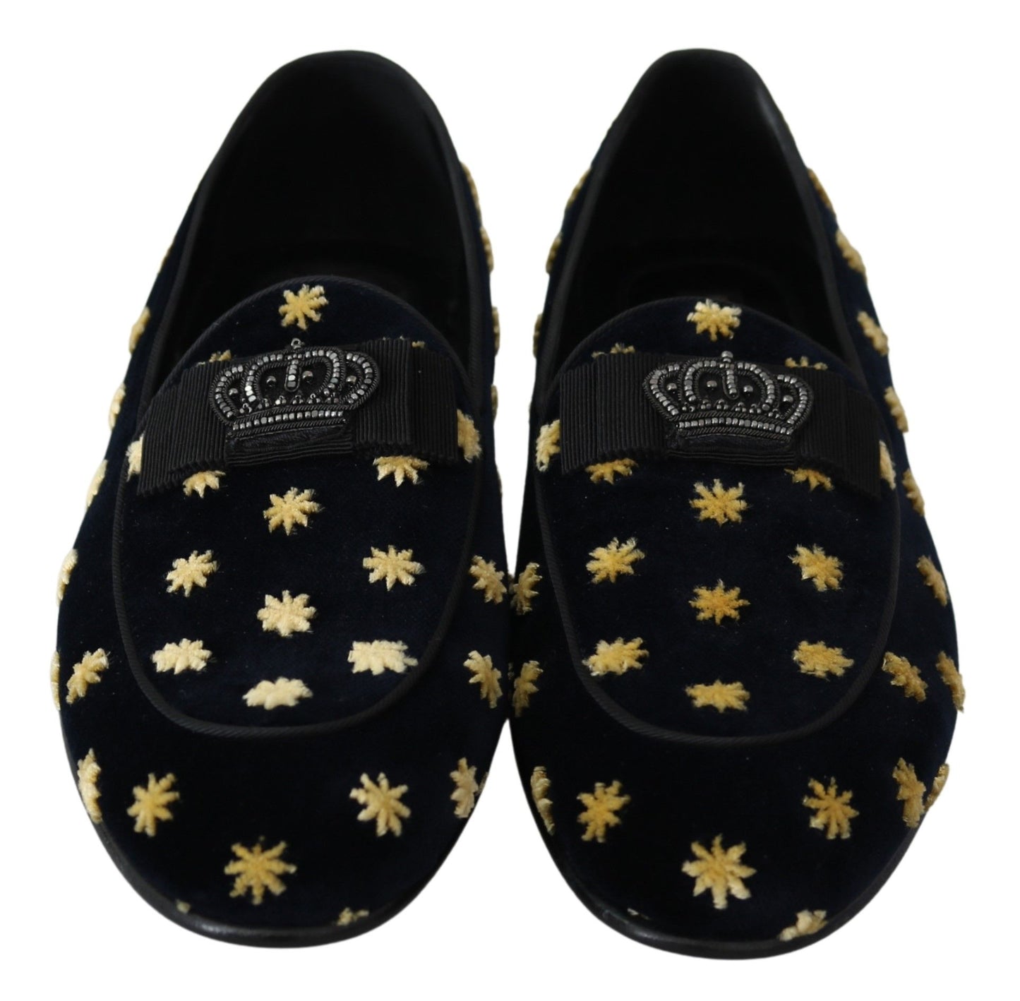 Dolce &amp; Gabbana Elegant Velvet Crown Brodery Loafers