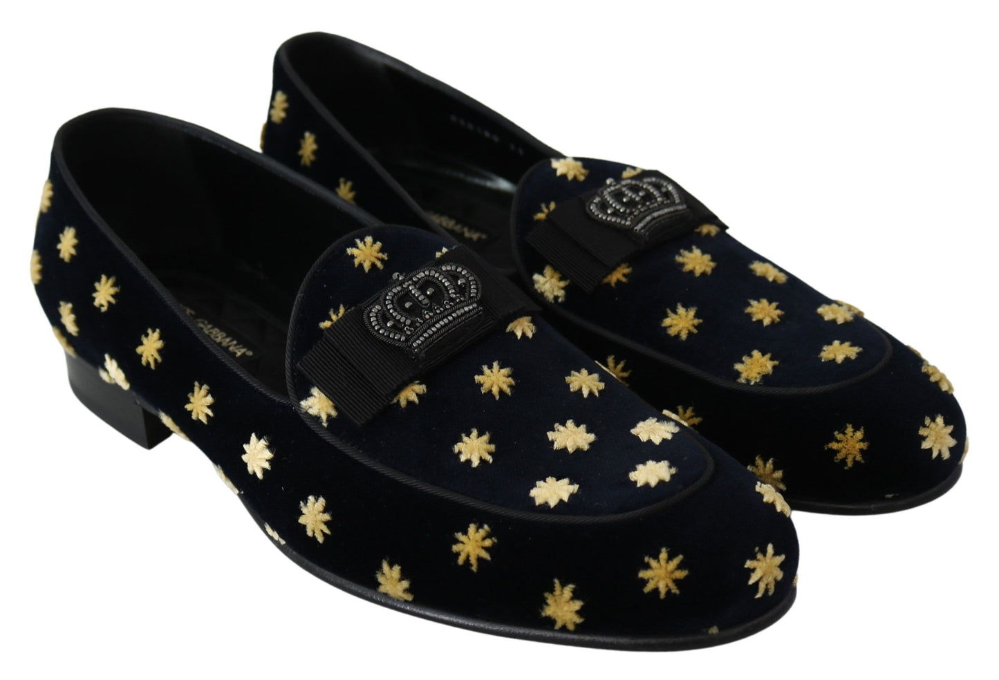 Dolce &amp; Gabbana Elegant Velvet Crown Brodery Loafers