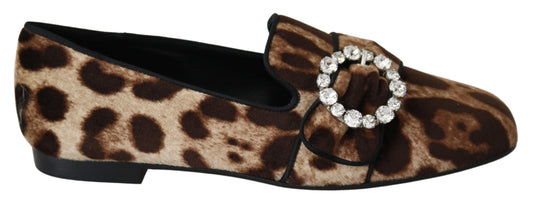 Dolce &amp; Gabbana leopardtryk krystaludsmykkede loafers