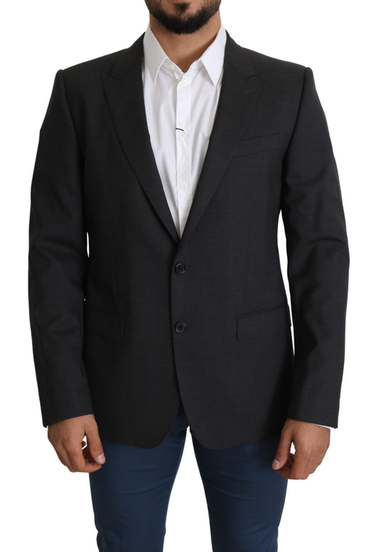 Dolce &amp; Gabbana elegant grå uldsilkeblanding Slim Fit Blazer