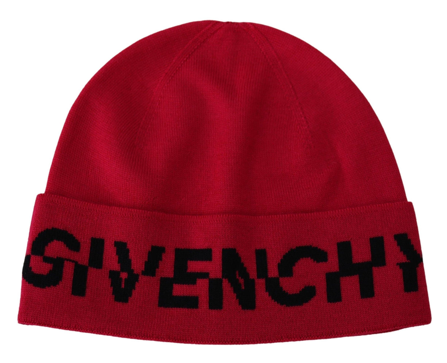 Givenchy Elegant Wool Beanie med Signature Contrast Logo