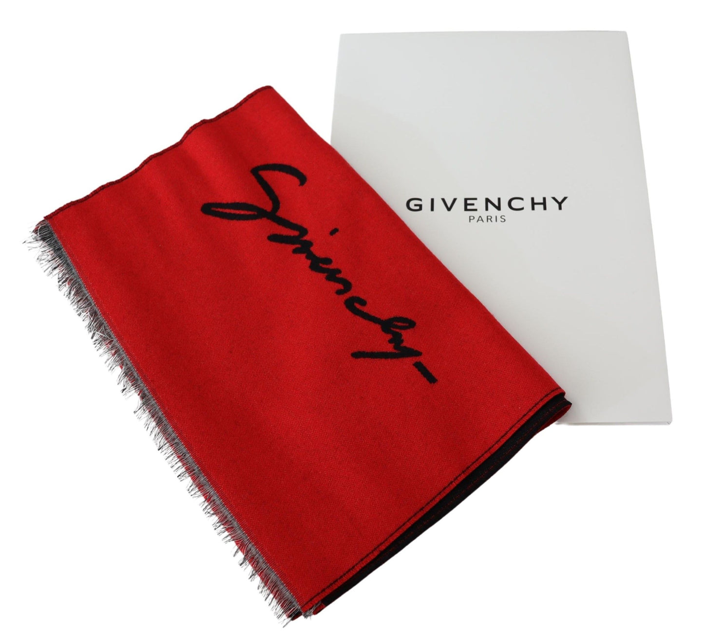 Givenchy Elegant rød uldblanding unisex tørklæde