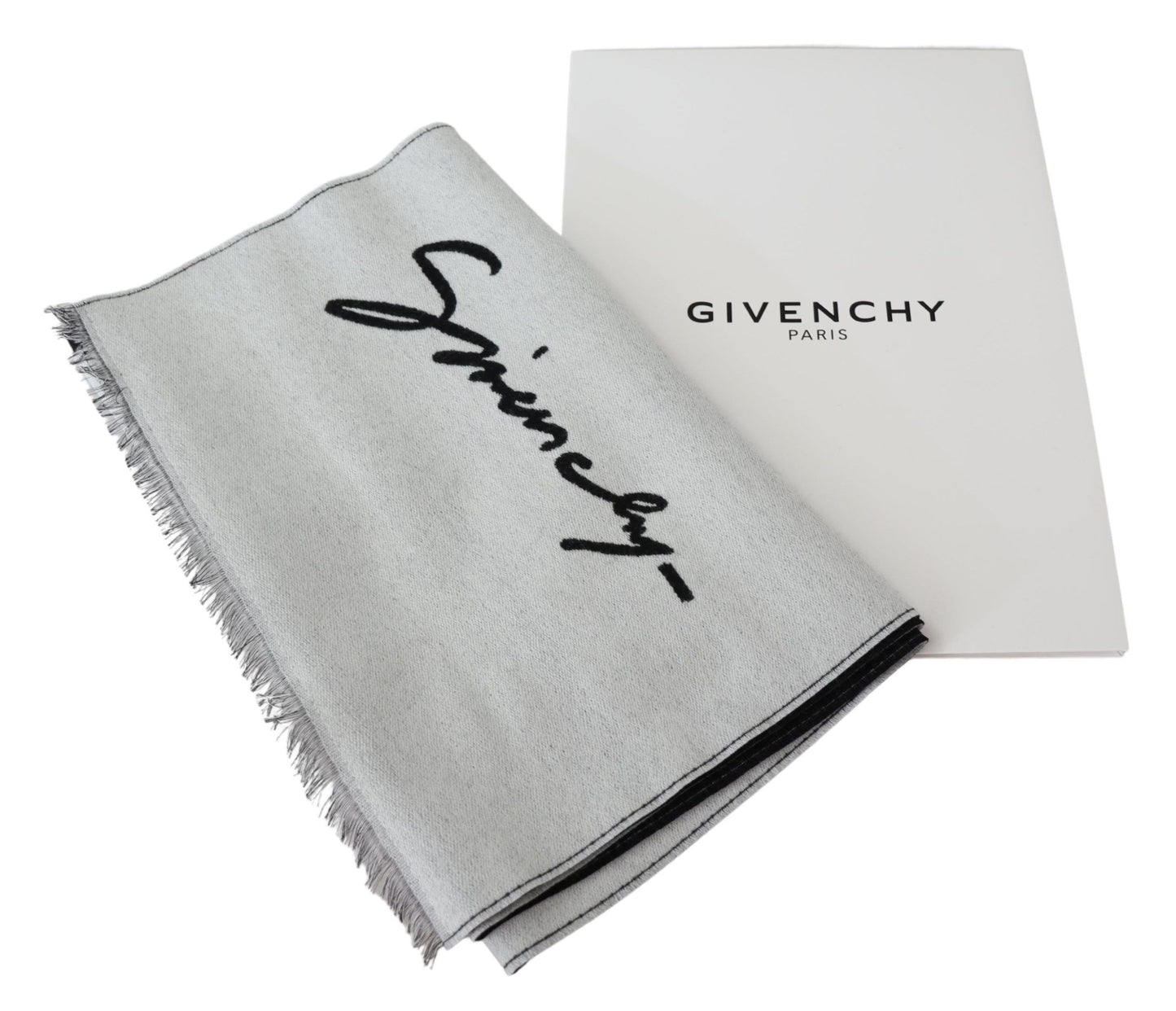 Givenchy Elegant Monokrom Uld-Silke Blend tørklæde