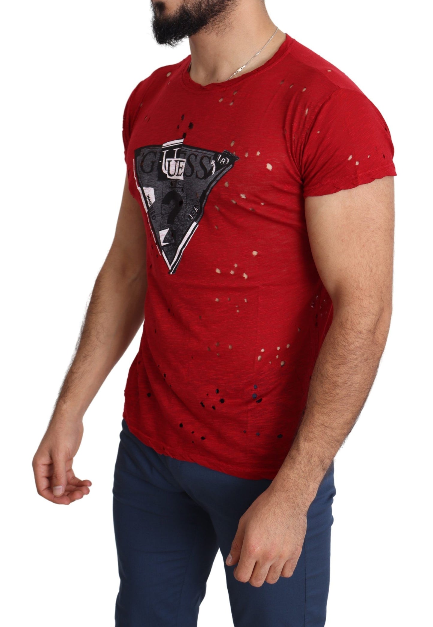 Guess Radiant Red Bomuld T-shirt perfekt til hverdagsstil