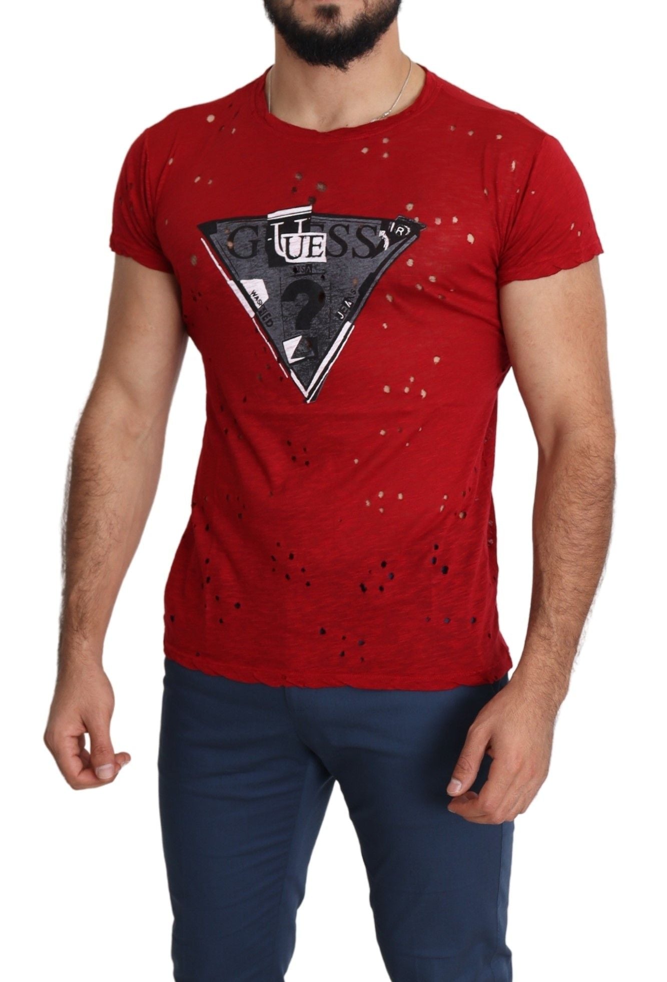 Guess Radiant Red Bomuld T-shirt perfekt til hverdagsstil