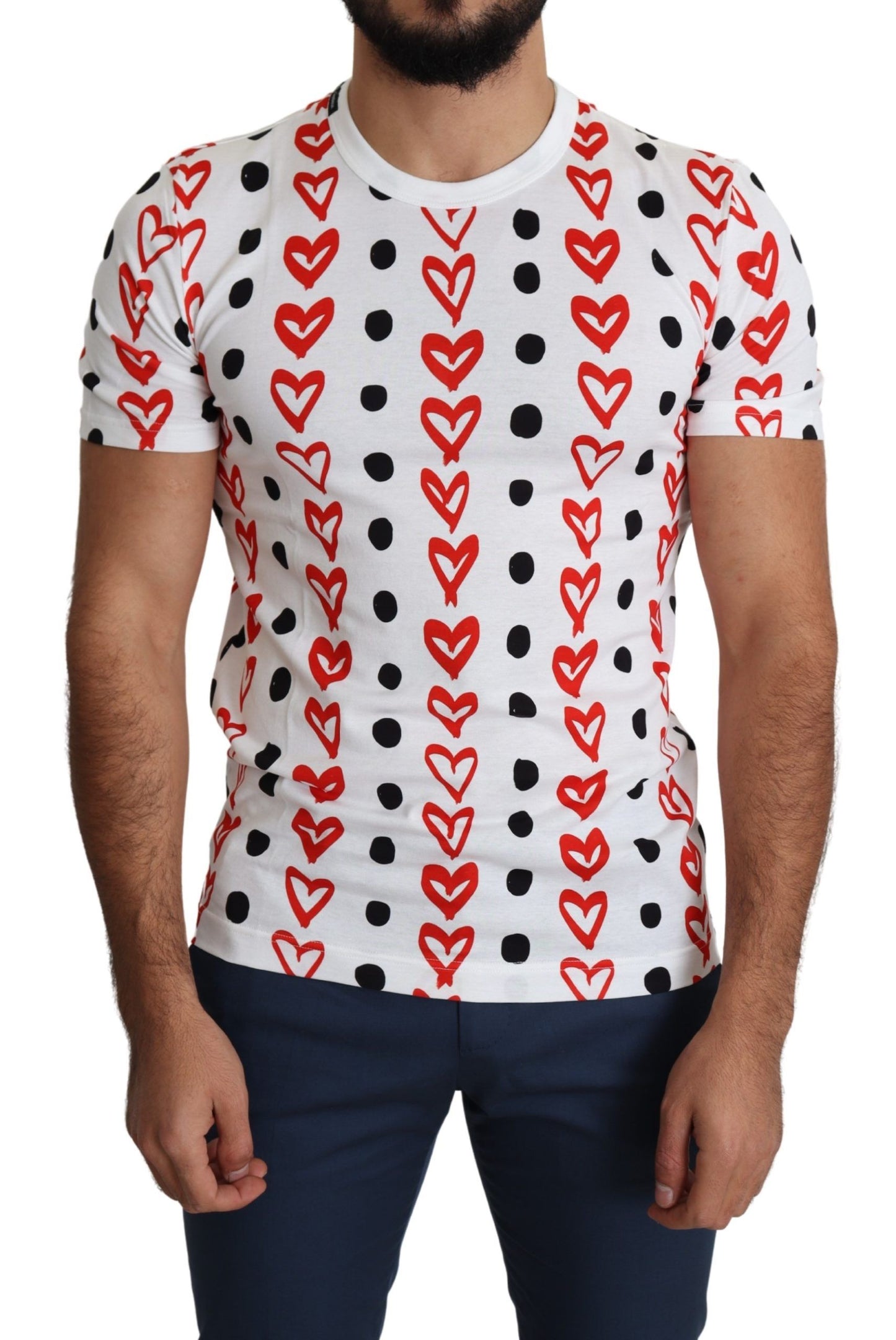 Dolce &amp; Gabbana Chic hvid bomuldst-shirt med hjerteprint