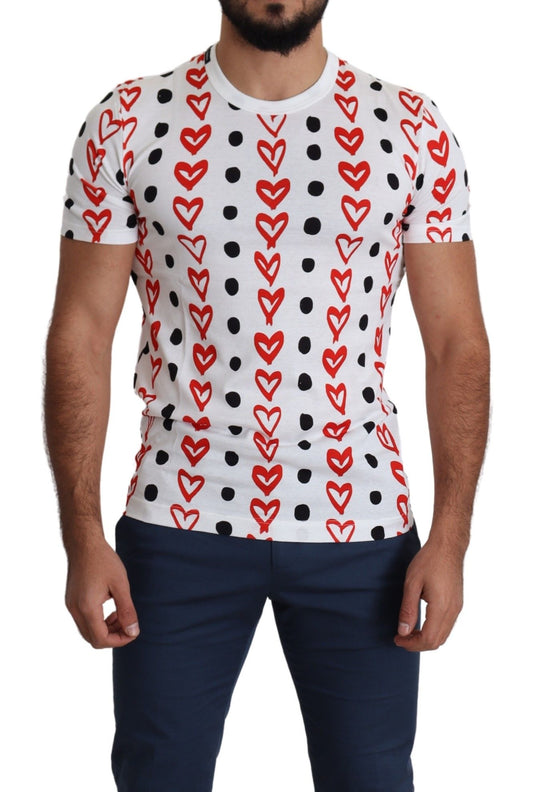 Dolce &amp; Gabbana Chic hvid bomuldst-shirt med hjerteprint