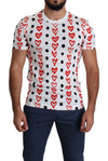 Dolce & Gabbana Chic hvid bomuldst-shirt med hjerteprint