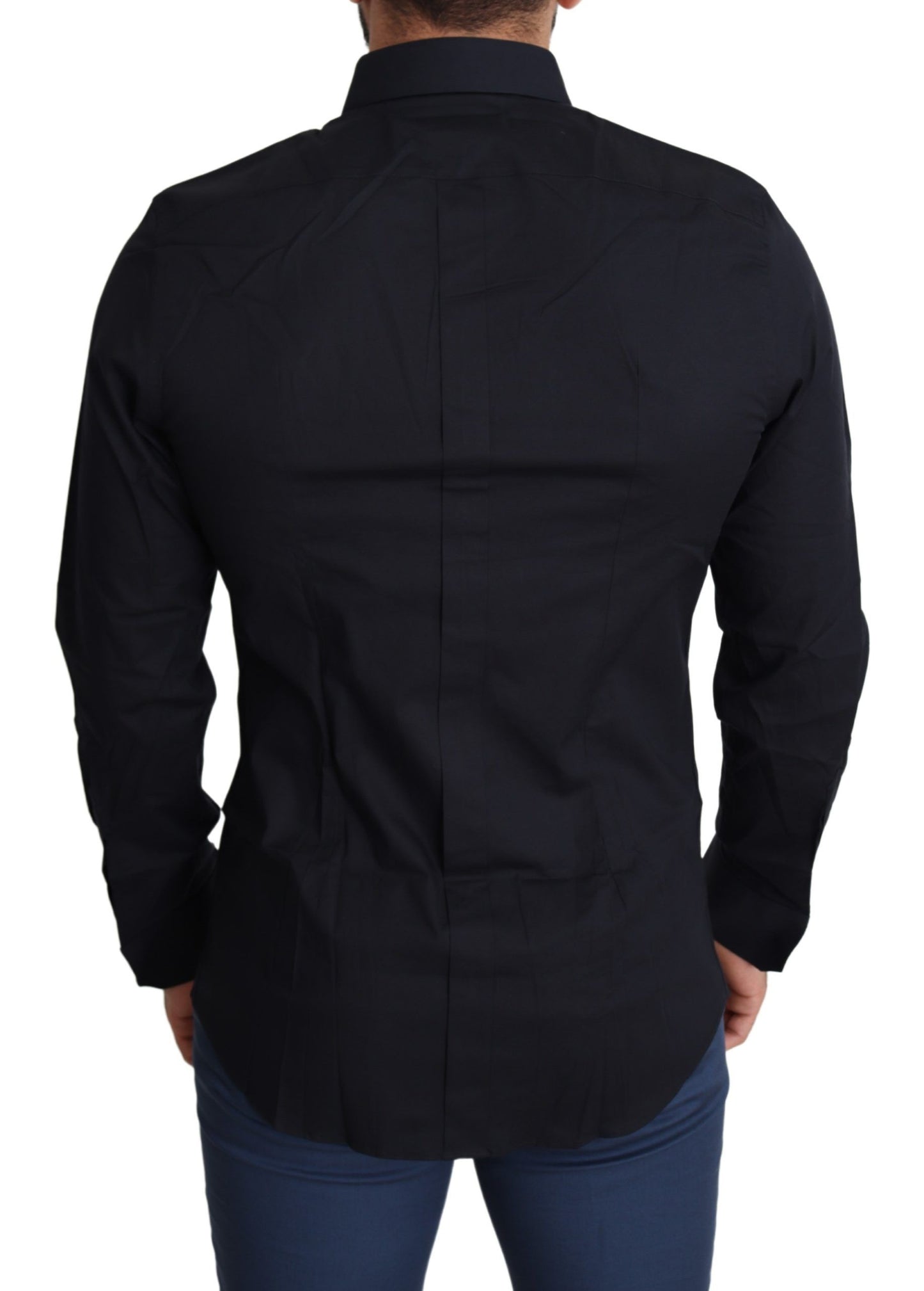 Dolce &amp; Gabbana Elegant sort Slim Fit Stretch-kjoleskjorte i bomuld