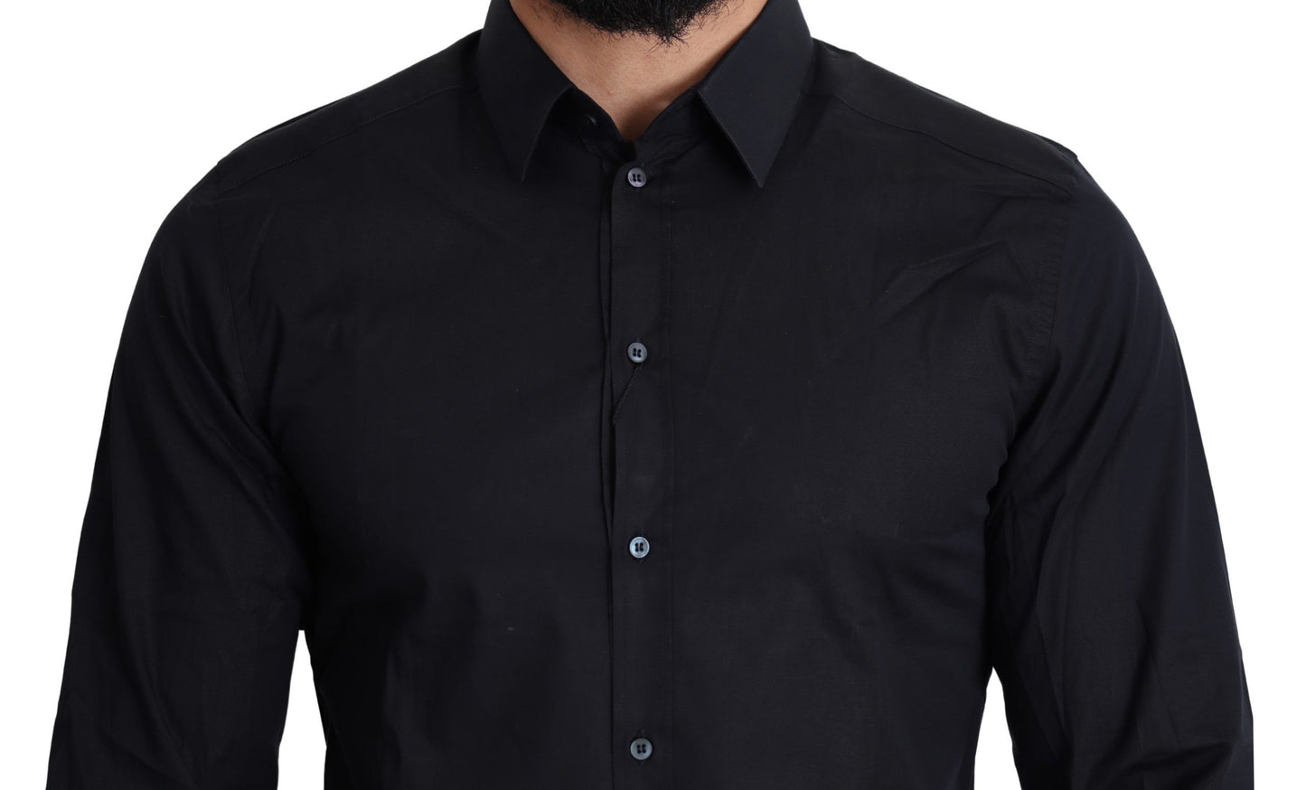 Dolce &amp; Gabbana Elegant sort Slim Fit Stretch-kjoleskjorte i bomuld