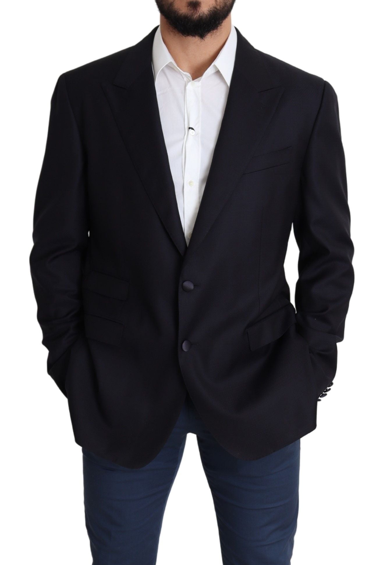 Dolce &amp; Gabbana Elegant Black Virgin Wool herreblazer