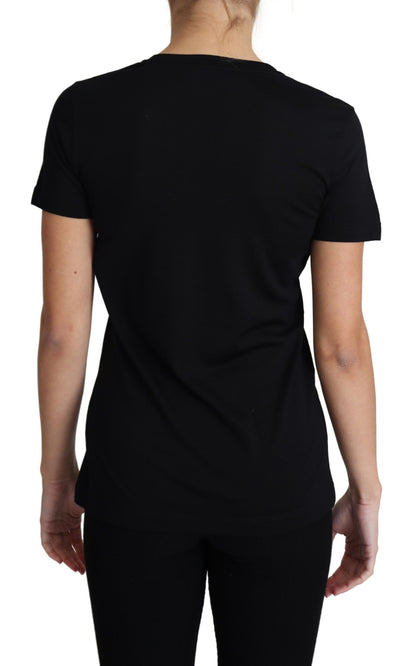 Dolce &amp; Gabbana Elegant Sort Uld T-shirt med Rund Hals