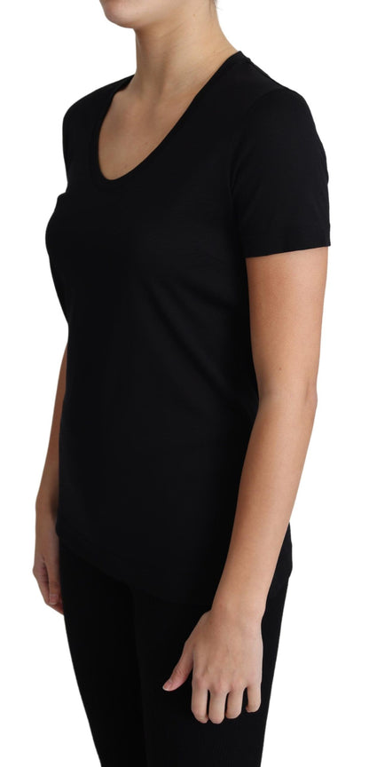 Dolce &amp; Gabbana Elegant Sort Uld T-shirt med Rund Hals