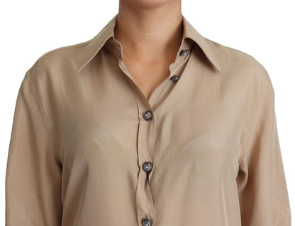 Dolce &amp; Gabbana Elegant Beige Silkeskjorte