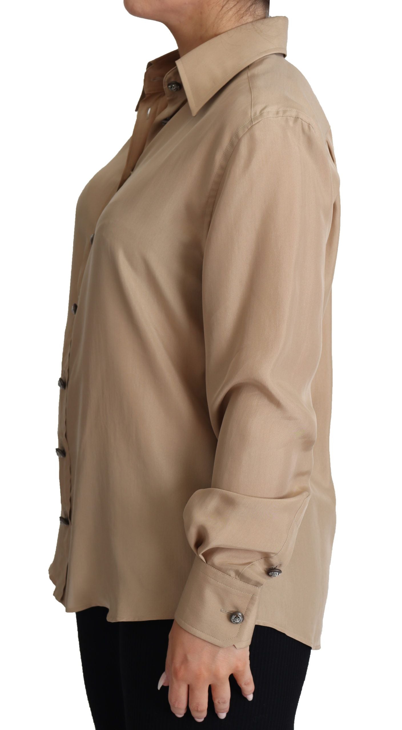 Dolce &amp; Gabbana Elegant Beige Silkeskjorte