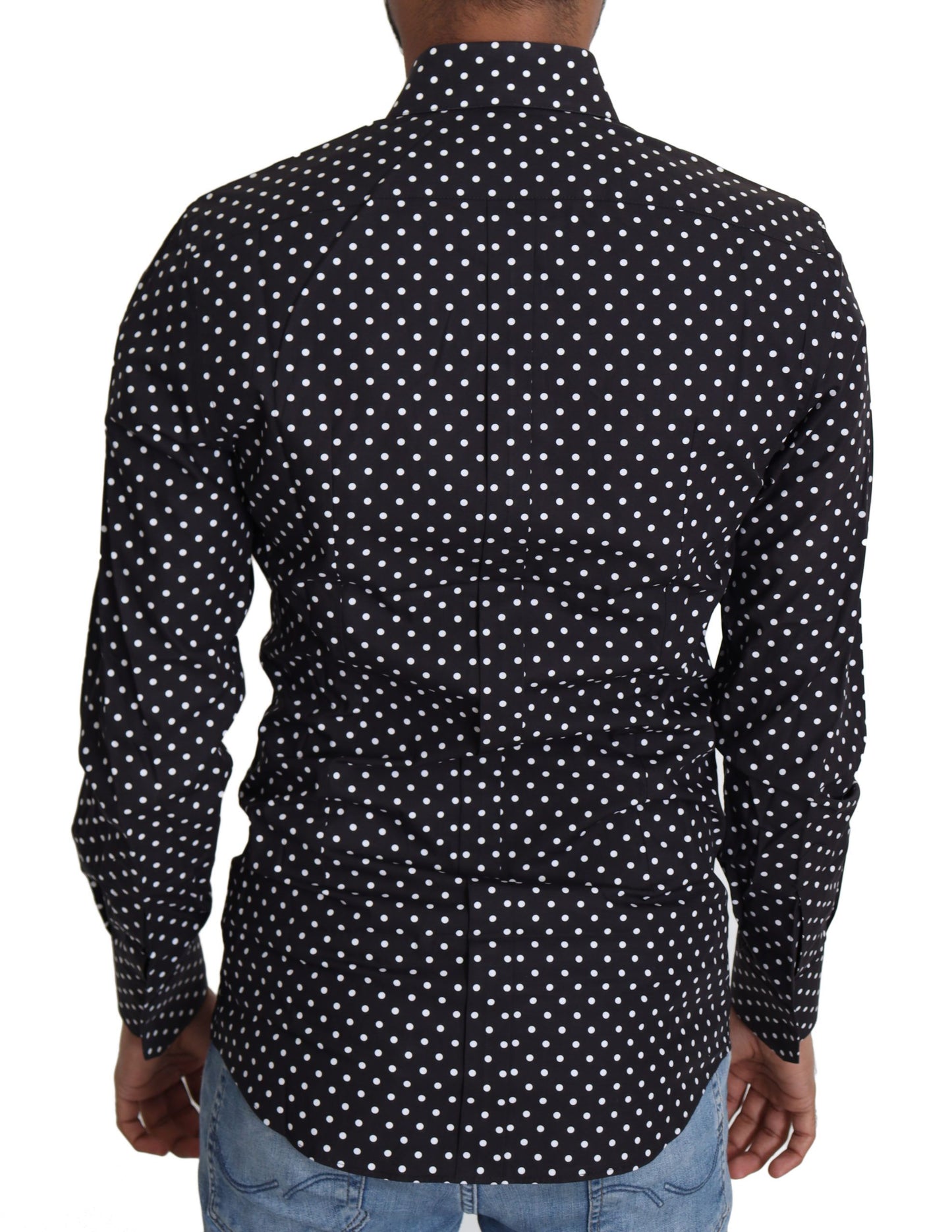 Dolce &amp; Gabbana Elegant Polka Dot Langærmet Herreskjorte